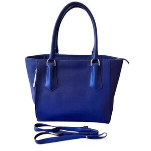 Dagne Dover Legend Tote Cobalt Blue Structured Saffiano Satchel Work Bag Vegan